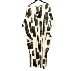 MATTHILDUR~Pima Cotton T Dress in BLACK & WHITE PRINT INCA PRINT NWT